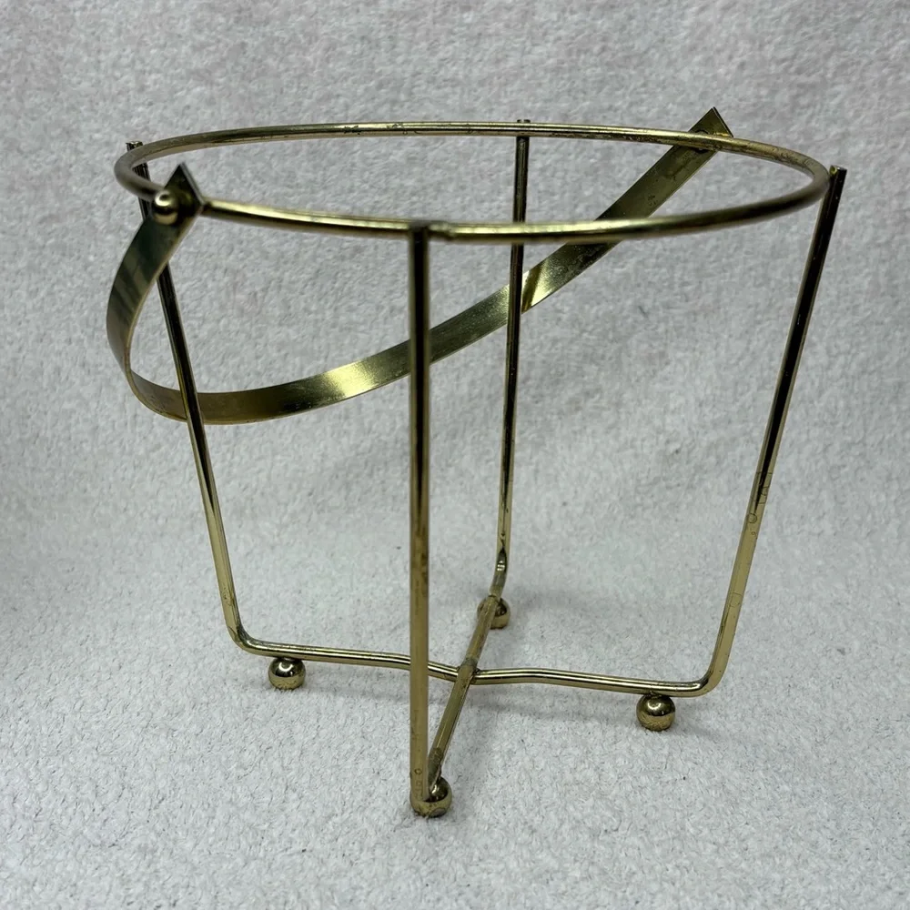 Vintage Jeanette Blue and White Wedgwood-Style Glass Ice Bucket with Brass Frame